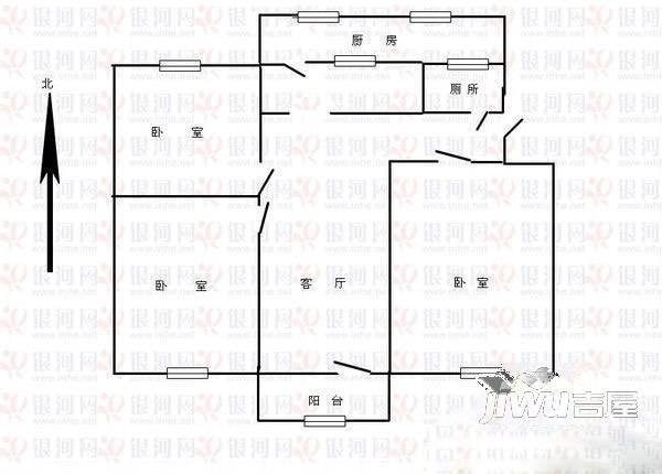 干休所宿舍(红阳路)3室2厅1卫户型图