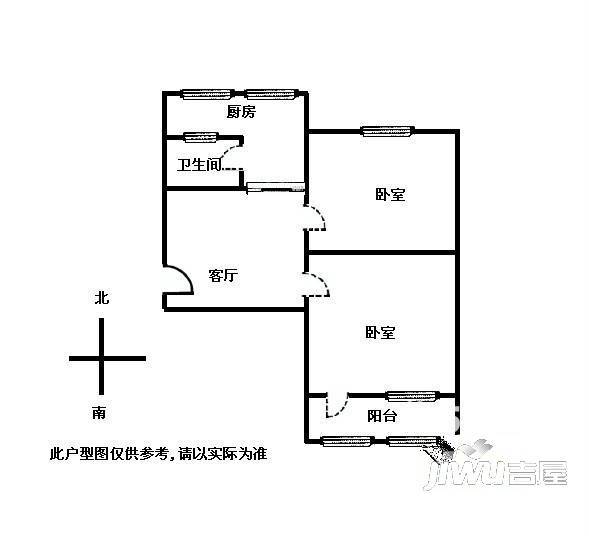 幸福园小区2室2厅1卫户型图