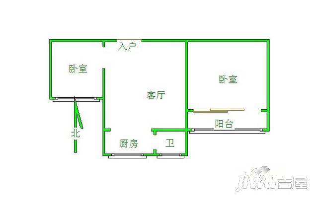 幸福园小区2室2厅1卫户型图