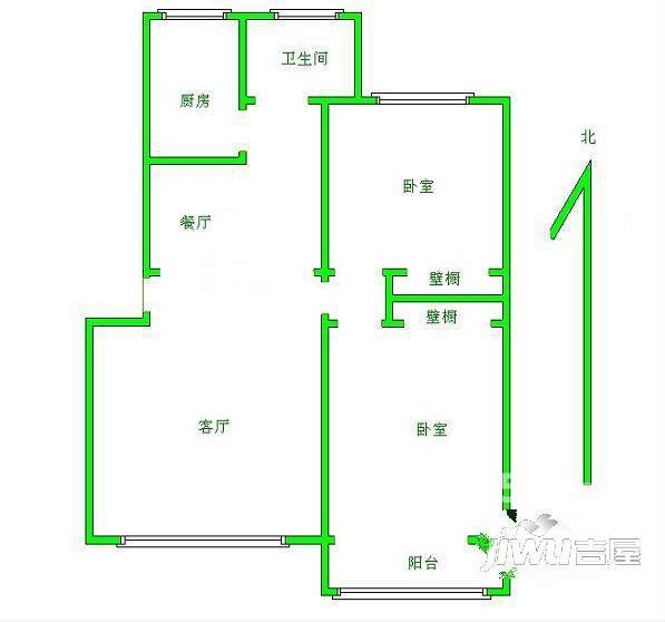 幸福园小区2室2厅1卫户型图