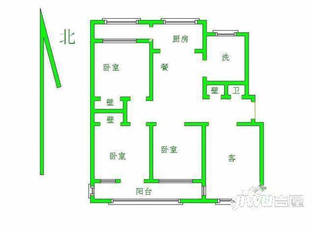 幸福园小区2室2厅1卫户型图