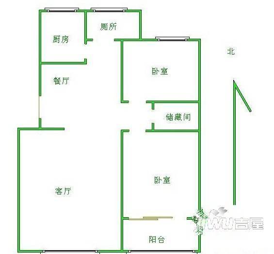 幸福园小区2室2厅1卫户型图