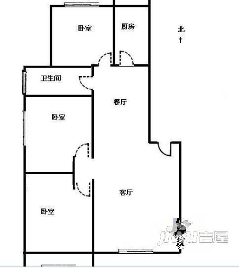 文化小区3室2厅1卫户型图