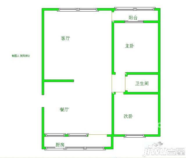 邮电宿舍(盛兴路)3室2厅1卫户型图