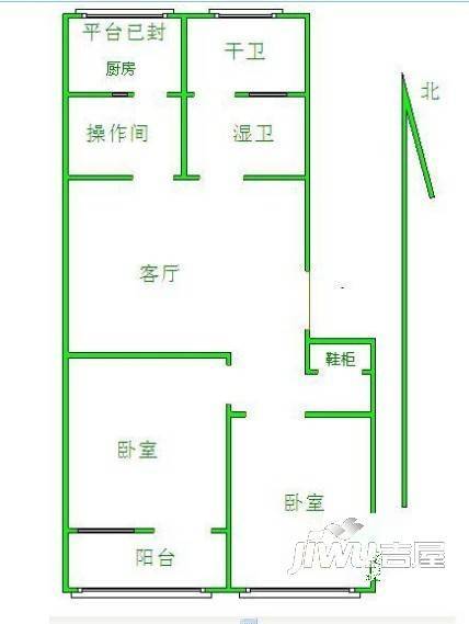 向阳家园二期2室2厅0卫89.8㎡户型图