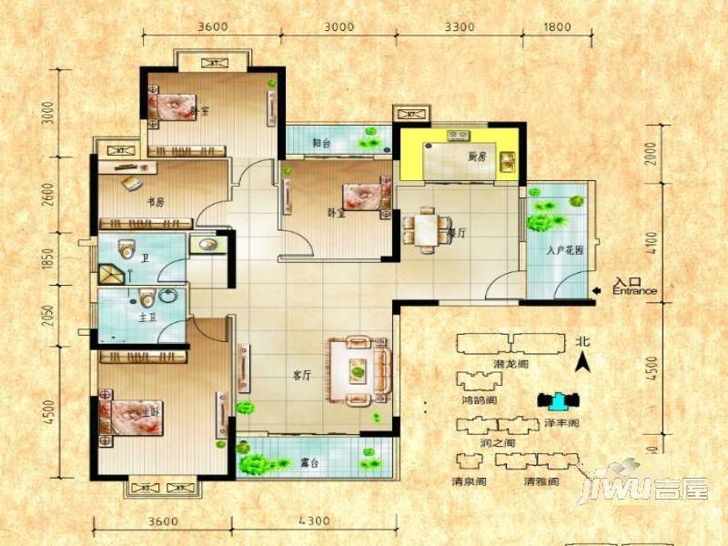 东方明居2室2厅1卫81.4㎡户型图