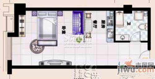 国贸大厦1室2厅1卫82.2㎡户型图