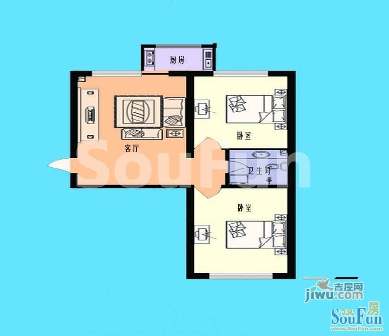 恒盛家园2室1厅1卫75㎡户型图