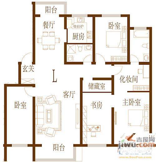 阳光苑4室2厅2卫172.6㎡户型图