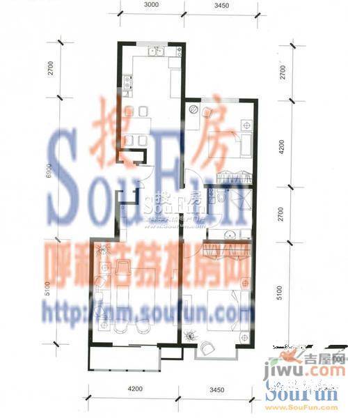 怡馨园2室2厅1卫110.8㎡户型图