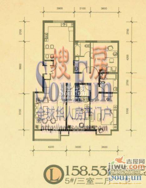 怡馨园2室2厅1卫110.8㎡户型图