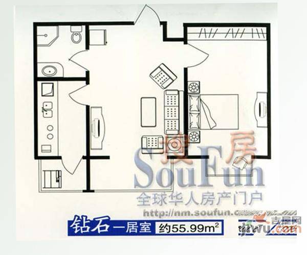 北辰新领地2室1厅1卫83.4㎡户型图