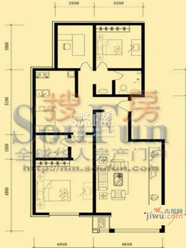 首府国际公馆2室2厅1卫115㎡户型图