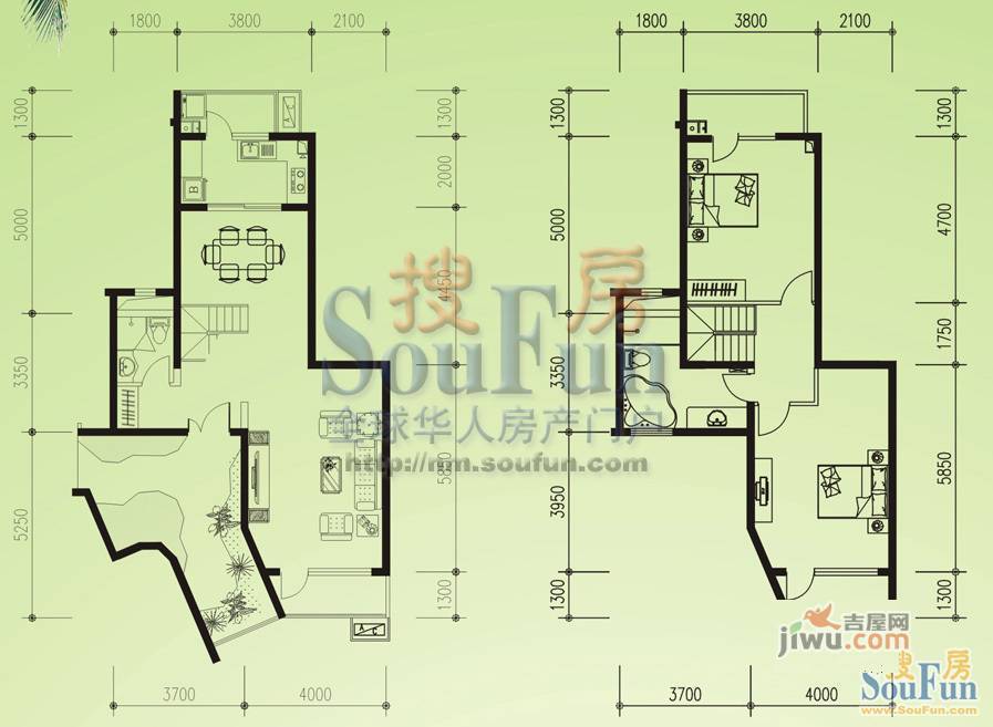 城市亮点2室2厅2卫户型图