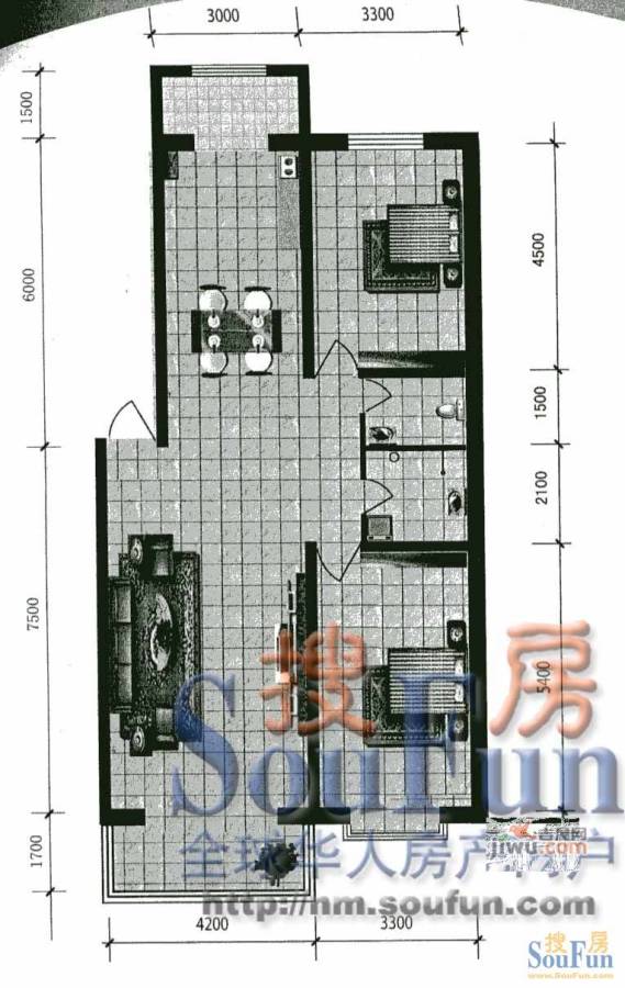 和盛家园2室2厅1卫115㎡户型图