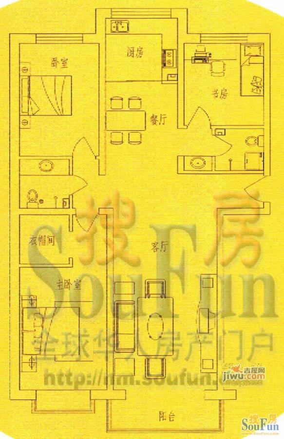 天辰乐岛3室2厅2卫140.4㎡户型图