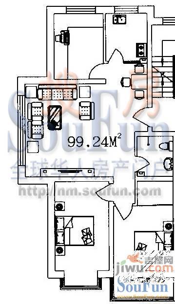 天辰乐岛2室2厅1卫118.7㎡户型图