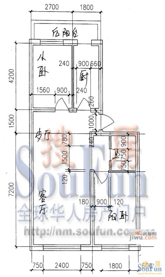 水岸康居2室2厅1卫98.7㎡户型图