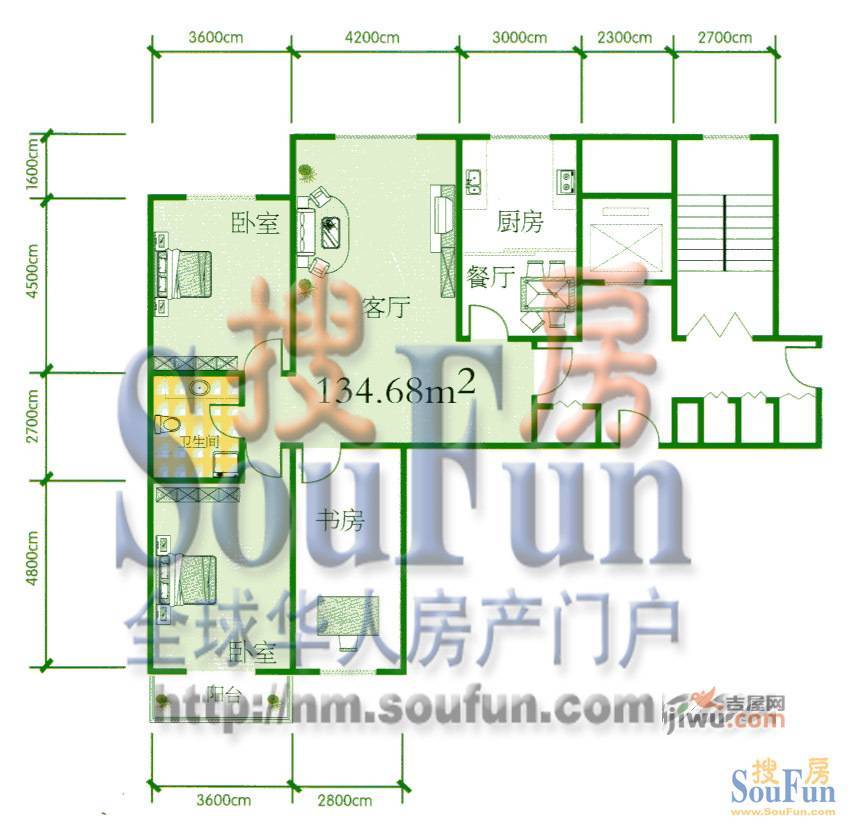 新舒杰座2室2厅1卫110㎡户型图