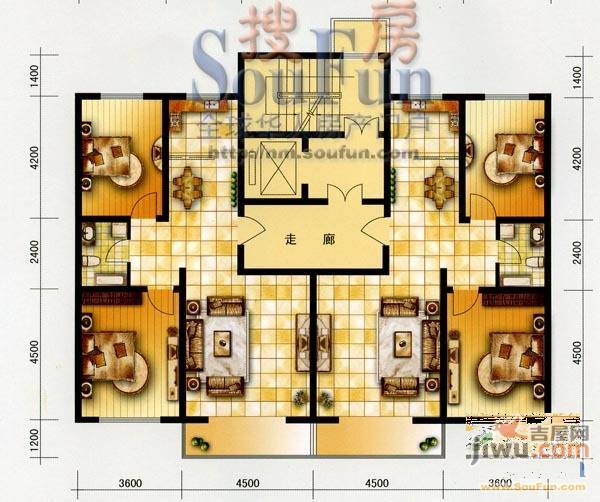 新舒杰座2室2厅1卫110㎡户型图