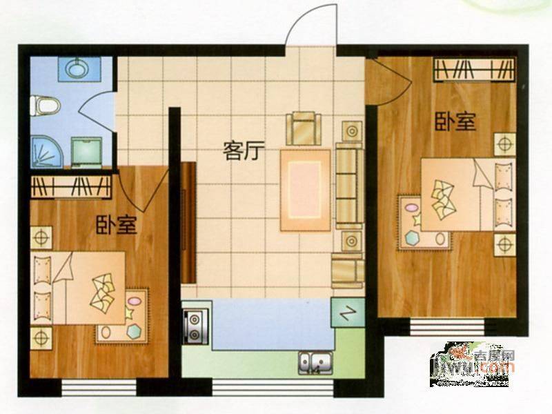 兴隆商住花园2室2厅1卫户型图