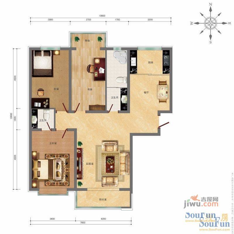 兴隆商住花园2室2厅1卫户型图