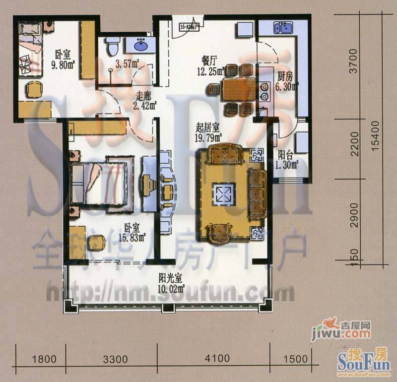 名都枫景5室1厅2卫172㎡户型图