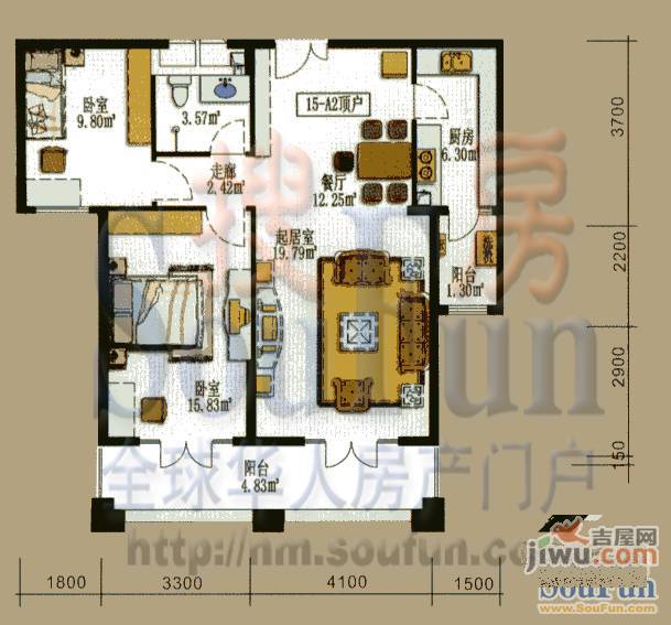 名都枫景5室1厅2卫172㎡户型图