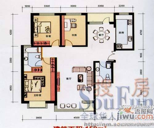 电力家园2室2厅2卫115㎡户型图