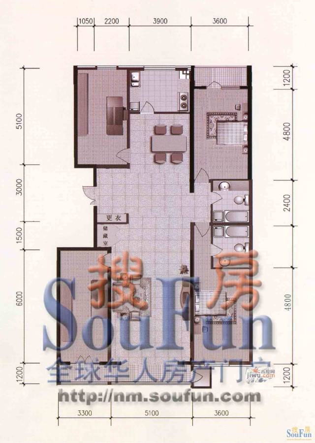 和成金都园4室2厅2卫216㎡户型图