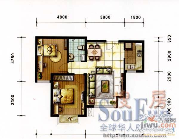 新希望家园2室1厅1卫户型图