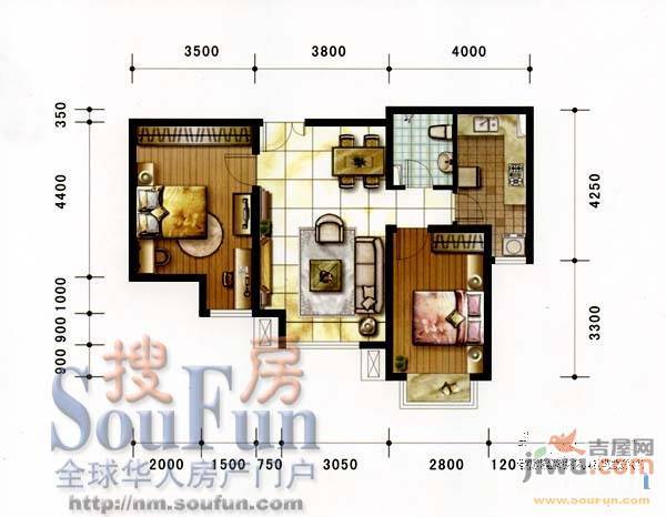 新希望家园2室1厅1卫户型图