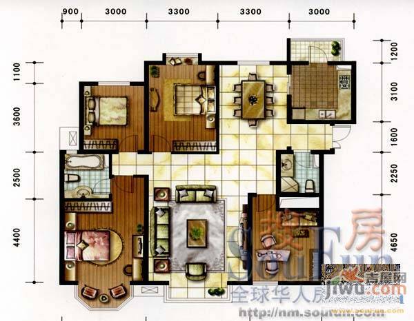 新希望家园4室2厅2卫户型图