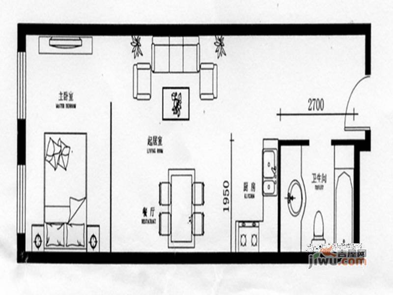 琦琳北辰1室2厅1卫70.1㎡户型图