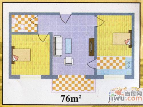 金海花园2室1厅1卫76㎡户型图