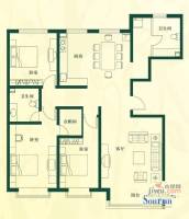 丽日花园3室2厅2卫户型图