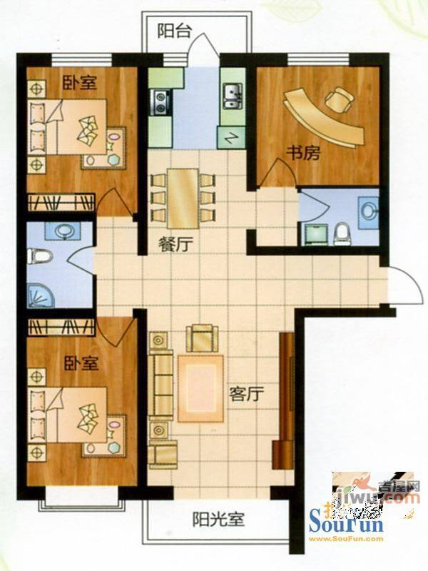 芳汀花园1室1厅1卫50㎡户型图