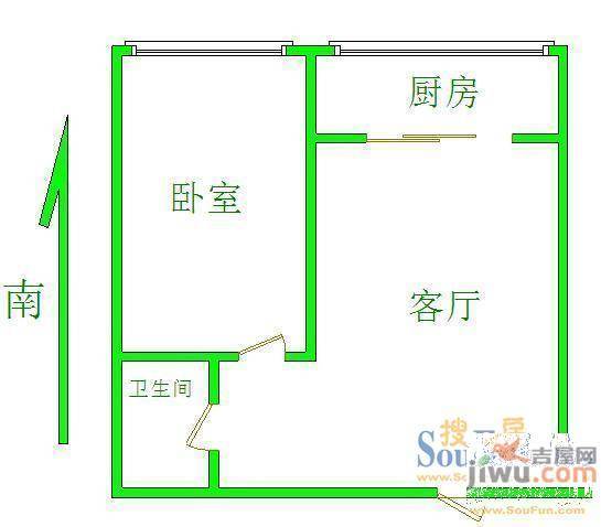 海东路丽苑2室1厅1卫户型图