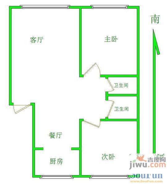 家和小区(新城区)3室2厅1卫户型图