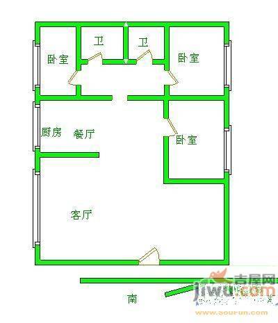 家和小区(新城区)3室2厅1卫户型图