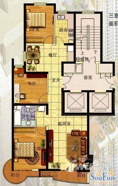 山城小区3室2厅1卫户型图