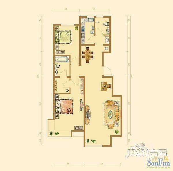 万立水岸世家2室2厅1卫户型图