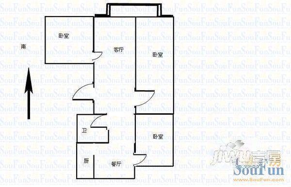 新世纪广场2室2厅1卫户型图