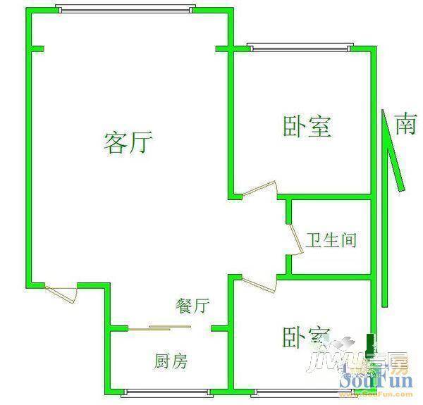 大天森林公园小区3室2厅1卫户型图