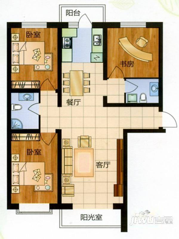 金岁小区4室2厅2卫户型图