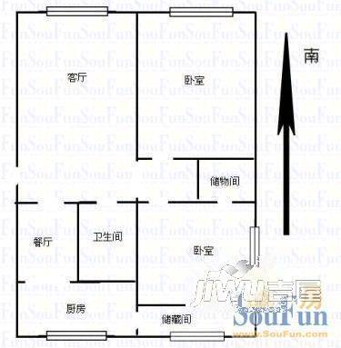 南二环消防队家属楼2室2厅1卫户型图