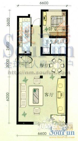 桥华世纪村尚华园1室1厅1卫户型图