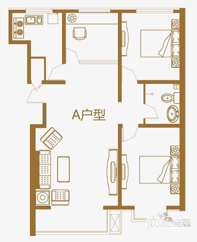 二建住宅小区3室2厅0卫户型图