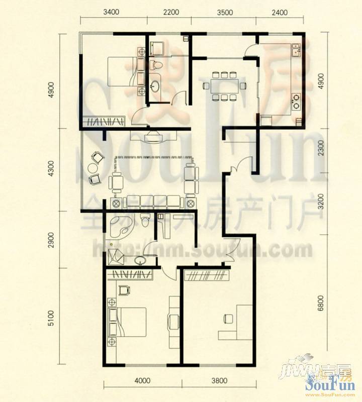 南茶坊2室2厅1卫户型图