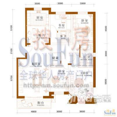 大溪地别墅6室3厅1卫户型图